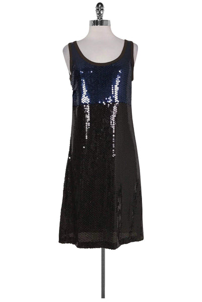 Round Neck Sequined Fitted Shift Party Dress