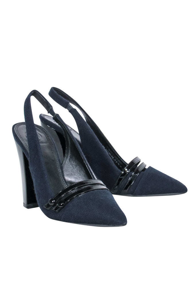 Tory Burch - Navy Wool Felt Pointed Toe Slingback Pumps Sz 9 – Current  Boutique