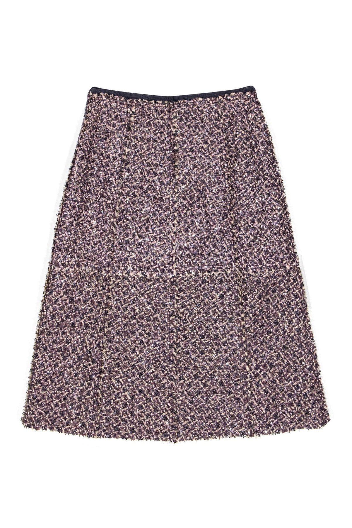 Tory Burch - Purple Tweed Midi Skirt w/ Sequins Sz 6 – Current Boutique