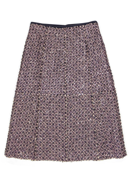 Tory Burch - Purple Tweed Midi Skirt w/ Sequins Sz 6 – Current Boutique