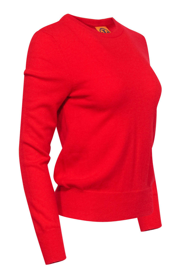 Tory Burch - Red Cashmere Crewneck Knit Sweater Sz M – Current Boutique