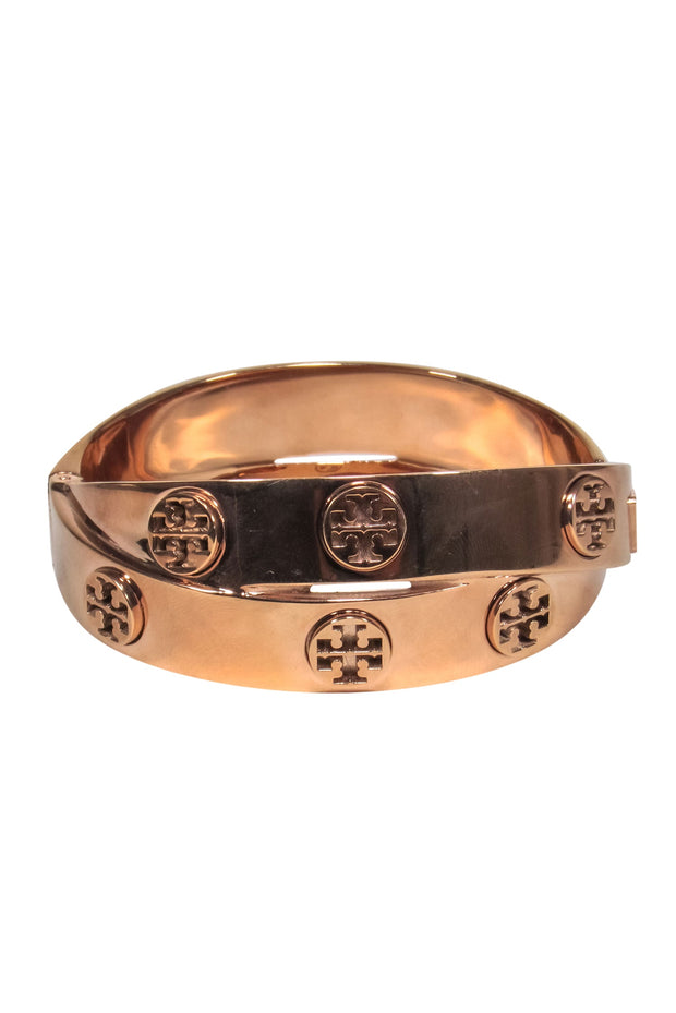 Tory Burch - Rose Gold Crisscross Bangle w/ Logo Medallions – Current  Boutique
