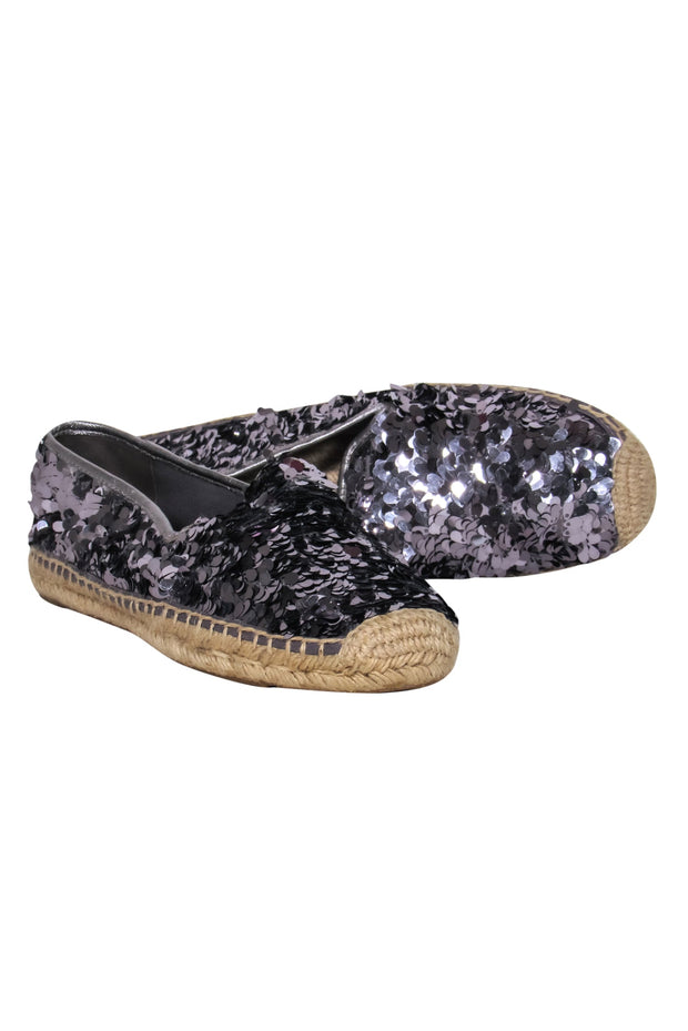 Tory Burch - Silver Sequin Espadrille Flats w/ Round Toe Sz  – Current  Boutique