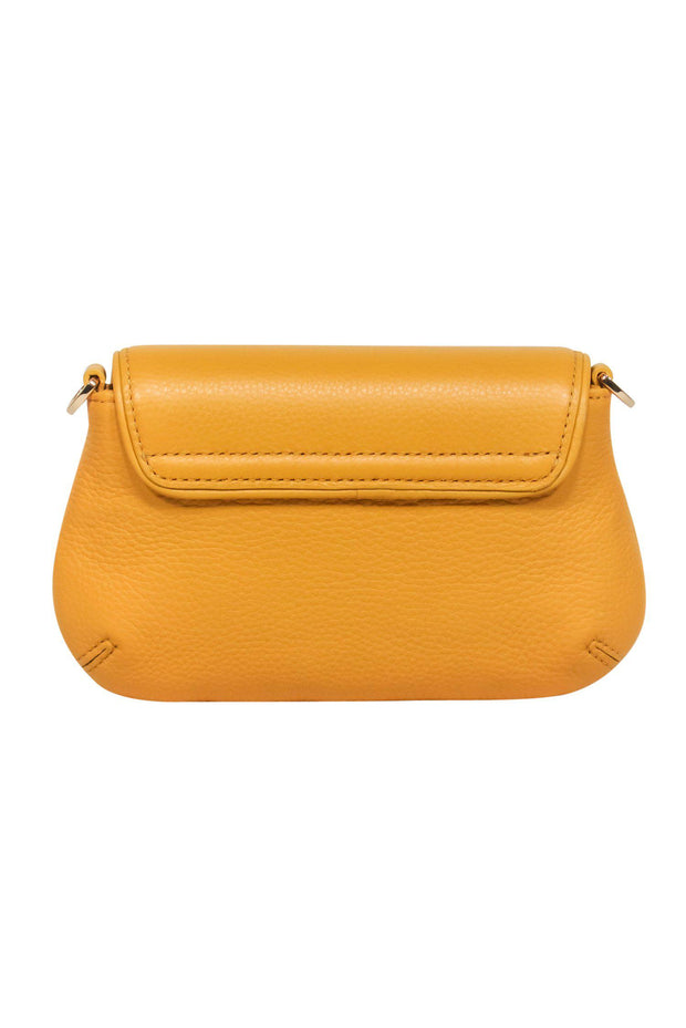 Tory Burch - Small Mustard Yellow Pebbled Leather Crossbody w/ Logo –  Current Boutique