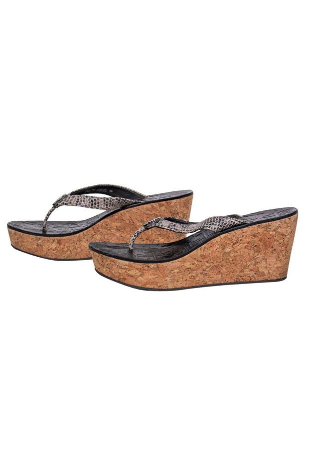Tory Burch - Snakeskin Textured Cork Platform Sandals Sz 6 – Current  Boutique