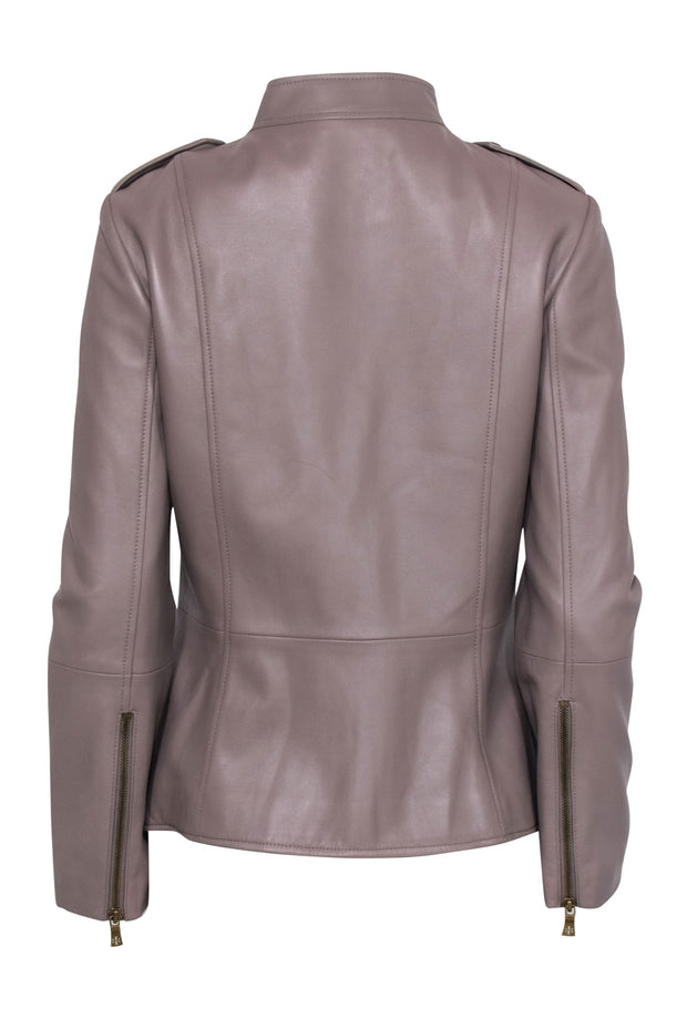 Tory Burch - Taupe Leather Button-Up Jacket Sz 8 – Current Boutique