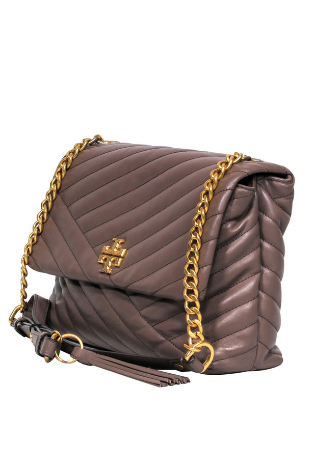 Tory Burch - Taupe Quilted Shoulder Bag w/ Chain Strap – Current Boutique