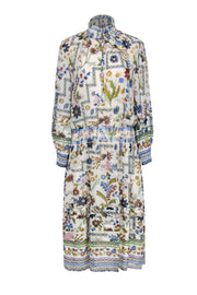 Tory Burch - White & Multicolored Floral & Bird Print Midi Dress Sz 14 –  Current Boutique