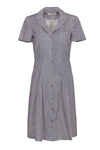 A-line Button Front Pocketed Pleated Short Sleeves Sleeves Collared Summer General Print Dress