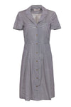 A-line General Print Summer Short Sleeves Sleeves Button Front Pocketed Pleated Collared Dress