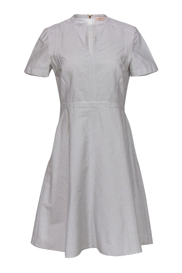 Tory Burch - White Striped Cotton A-Line Dress Sz 8 – Current Boutique