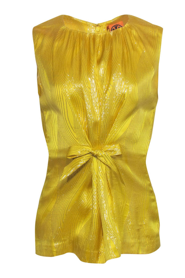 Tory Burch - Yellow & Gold Front Tie Tank Blouse Sz 12 – Current Boutique