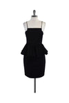 Spaghetti Strap Back Zipper Peplum Gathered Slit Vintage Dress