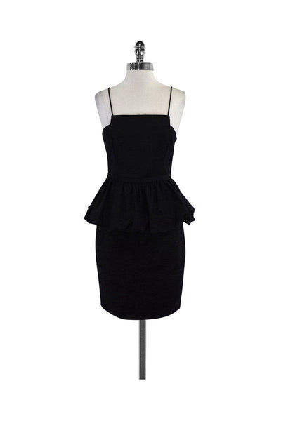 Gathered Back Zipper Vintage Peplum Slit Spaghetti Strap Dress