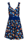 A-line Spring Sleeveless Fit-and-Flare Sweetheart Hidden Back Zipper Fitted Floral Print Dress