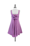 Sleeveless Side Zipper Gathered Dress With a Bow(s)