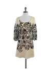 Hidden Back Zipper Bell Sleeves Floral Print Scoop Neck Dress