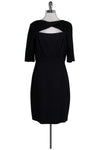 Back Vent Cutout Hidden Back Zipper 3/4 Sleeves Above the Knee Little Black Dress