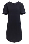 Sophisticated Hidden Back Zipper Short Sleeves Sleeves Round Neck Shift Dress