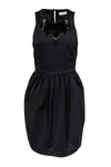 Fit-and-Flare Chevron Print Beaded Fitted Round Neck Little Black Dress