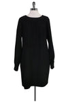 Shift Round Neck Polyester Cocktail Long Sleeves Back Zipper Dress