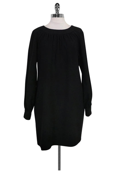 Polyester Shift Back Zipper Round Neck Long Sleeves Cocktail Dress