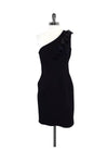 Pocketed Hidden Side Zipper Fitted One Shoulder Dress With Ruffles