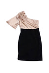 Silk Short Sleeves Sleeves One Shoulder Slit Hidden Side Zipper Dress