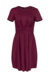 Short Sleeves Sleeves Fitted Pleated Hidden Back Zipper Fit-and-Flare Round Neck Dress