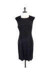 Hidden Back Zipper Slit Pleated Round Neck Dress With Ruffles