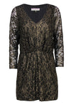 Tall V-neck Elasticized Waistline Sheath Floral Print Dolman Sleeves Sheath Dress/Club Dress