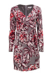 Sheath Cocktail Belted Floral Print Sheath Dress/Party Dress