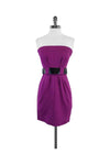 Strapless Belted Hidden Back Zipper Pleated Dress