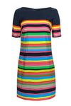 Shift Striped Print Satin Dress