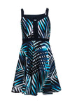 V-neck Polyester Fit-and-Flare Sleeveless General Print Hidden Side Zipper Fitted Dress