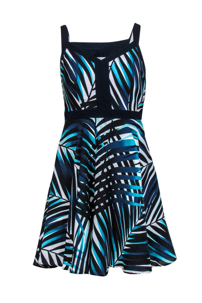 V-neck General Print Polyester Sleeveless Fit-and-Flare Fitted Hidden Side Zipper Dress