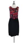 Silk Round Neck Sleeveless Fitted Side Zipper General Print Dress With Ruffles