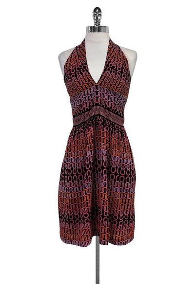 Sexy Halter Fitted Back Zipper General Print Above the Knee Dress