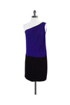 One Shoulder Colorblocking Hidden Side Zipper Dress