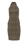 Sleeveless Animal Leopard Print Fitted Club Dress/Midi Dress