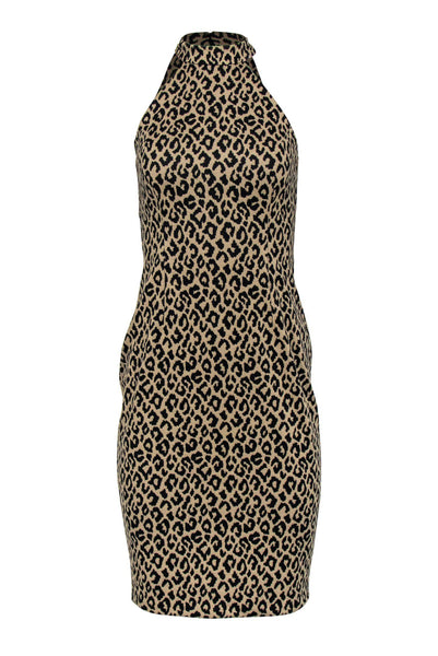 Sleeveless Animal Leopard Print Fitted Club Dress/Midi Dress