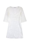 V-neck Hidden Side Zipper Beaded 3/4 Sleeves Dress