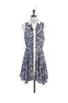 Button Front Paisley Print Collared Flared-Skirt Sleeveless Dress