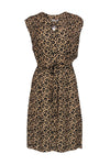 A-line Animal Leopard Print Sleeveless Silk Dress