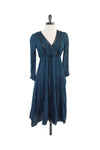 V-neck Cotton Long Sleeves Peasant Dress