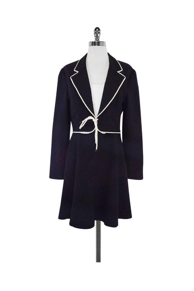 Snap Closure Side Zipper Pocketed Long Sleeves Dress With a Ribbon