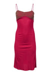 Straight Neck Viscose Fitted Embroidered Hidden Side Zipper Sleeveless Spaghetti Strap Dress