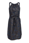 Tall Fitted Jacquard Floral Print Halter High-Neck Evening Dress/Party Dress