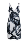 V-neck Shift Cotton General Print V Back Dress