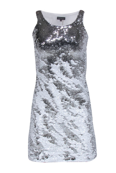 Glittering Hidden Side Zipper Sequined Shift Sleeveless Polyester Dress